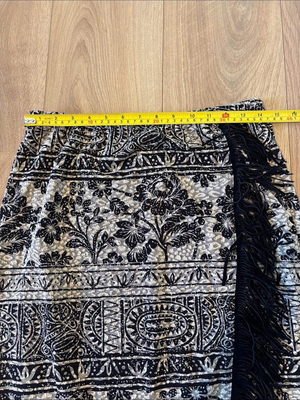 Joseph Ribkoff Black & Cream Fringe Wrap Skirt Size 10 - Picture 4 of 13